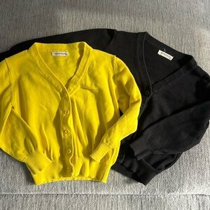Bundle of 2 Girls Cardigan Sweaters - Black & Yellow